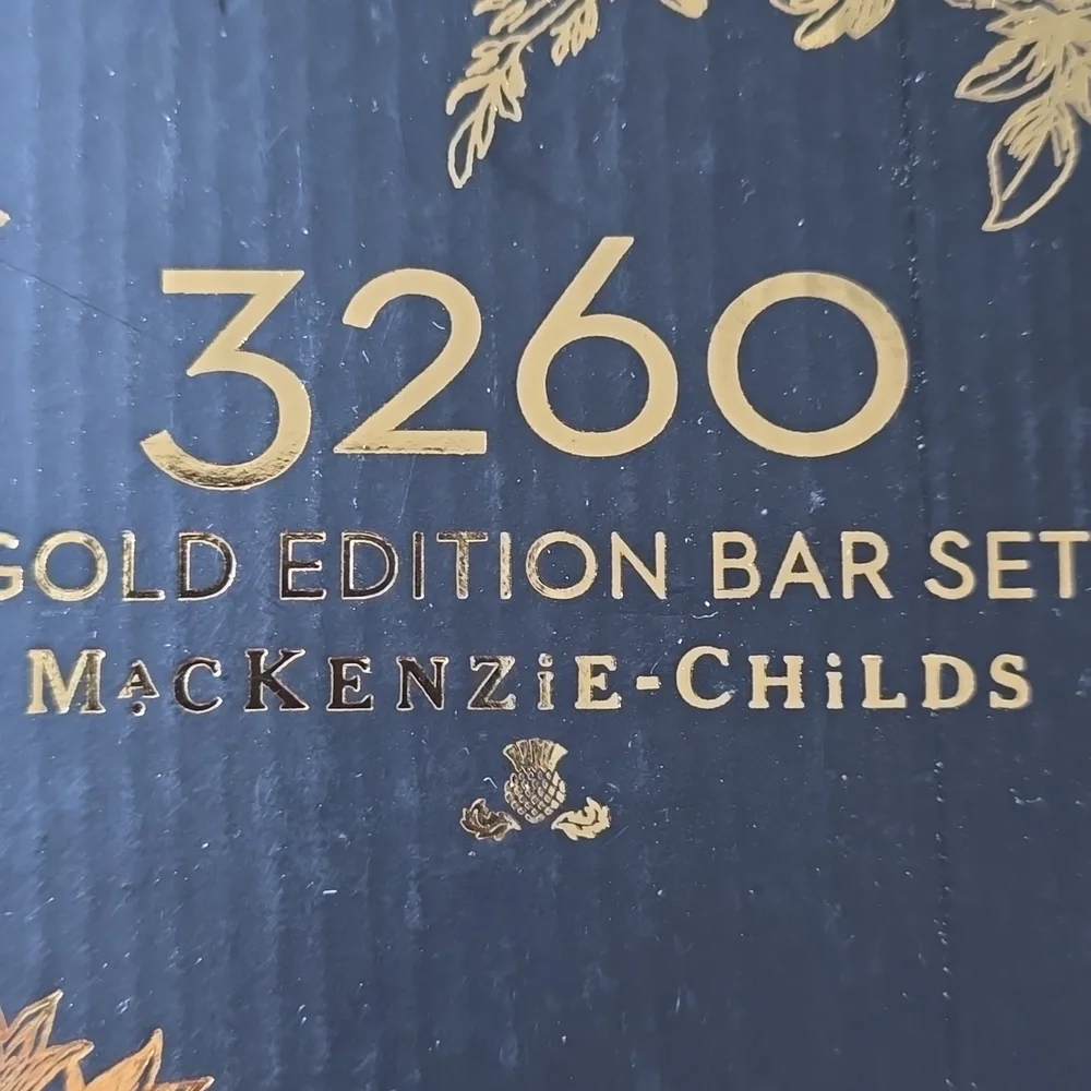 MacKenzie-Childs 3260 Gold Edition Bar Tools & Shaker Set
